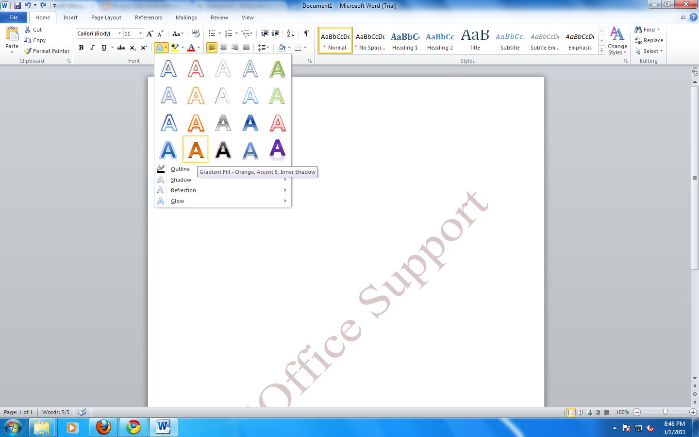 Microsoft Word 2010 Word Art Menu (2010)